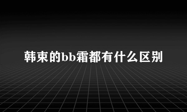 韩束的bb霜都有什么区别