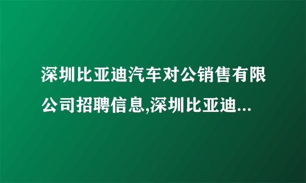 深圳比亚迪汽车对公销售有限公司招聘信息,深圳比亚迪汽车对公销售有限公司怎么样？