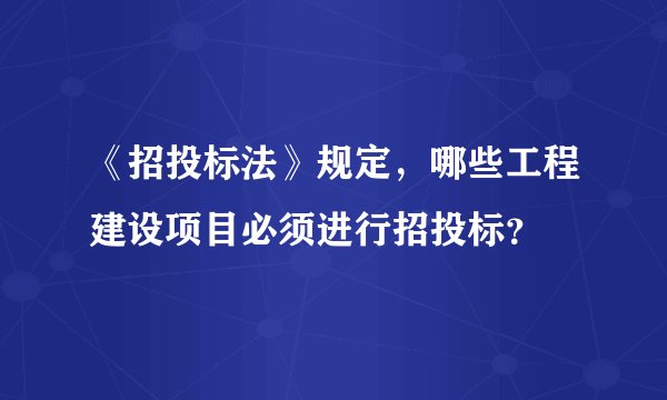 《招投标法》规定，哪些工程建设项目必须进行招投标？