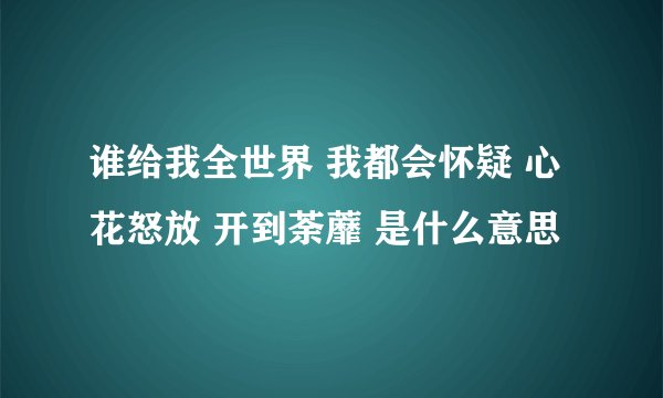 谁给我全世界 我都会怀疑 心花怒放 开到荼蘼 是什么意思