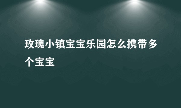 玫瑰小镇宝宝乐园怎么携带多个宝宝