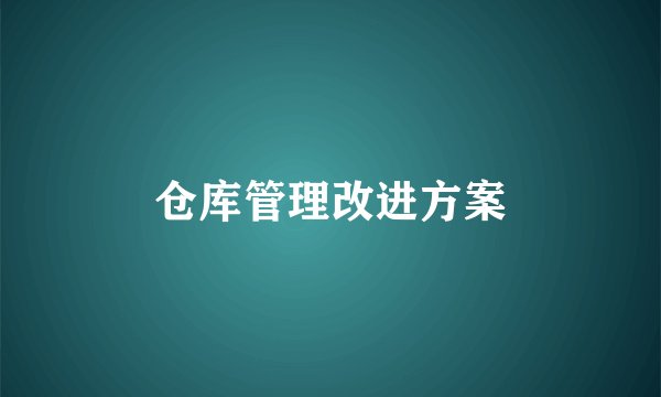 仓库管理改进方案