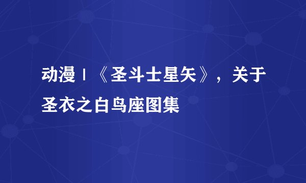 动漫｜《圣斗士星矢》，关于圣衣之白鸟座图集