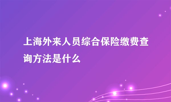 上海外来人员综合保险缴费查询方法是什么
