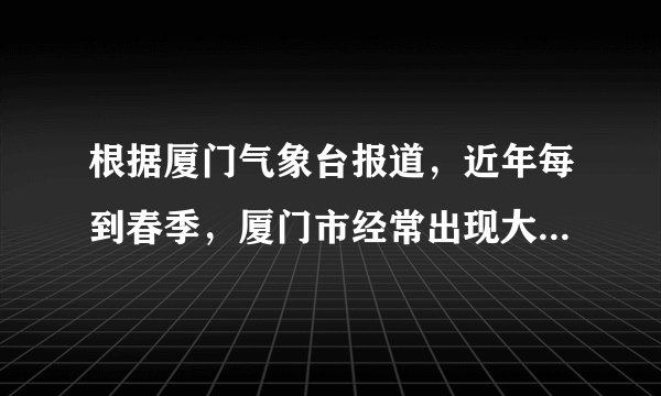 根据厦门气象台报道，近年每到春季，厦门市经常出现大雾天气，致使高速公路关闭，航班停飞.雾属于下列分散系中的（  ）A.溶液B.悬浊液C.乳浊液D.胶体