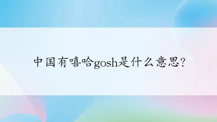 中国有嘻哈gosh是什么意思？