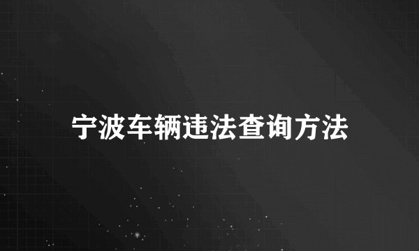 宁波车辆违法查询方法