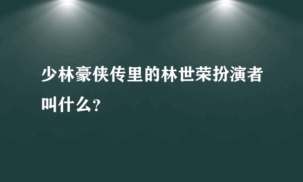 少林豪侠传里的林世荣扮演者叫什么？