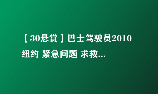 【30悬赏】巴士驾驶员2010纽约 紧急问题 求救 高手来！！！