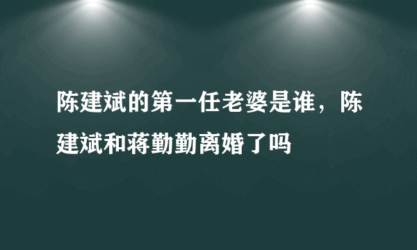 陈建斌的第一任老婆是谁，陈建斌和蒋勤勤离婚了吗