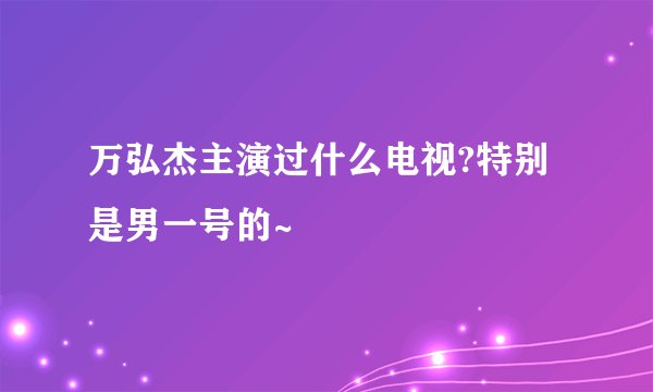 万弘杰主演过什么电视?特别是男一号的~
