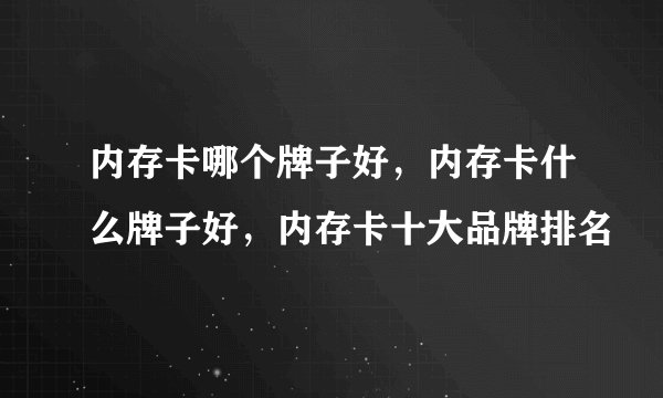 内存卡哪个牌子好，内存卡什么牌子好，内存卡十大品牌排名