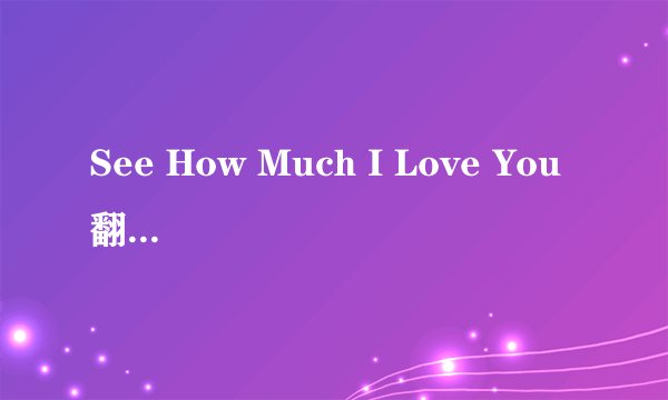 See How Much I Love You 翻译成中文是什么意思