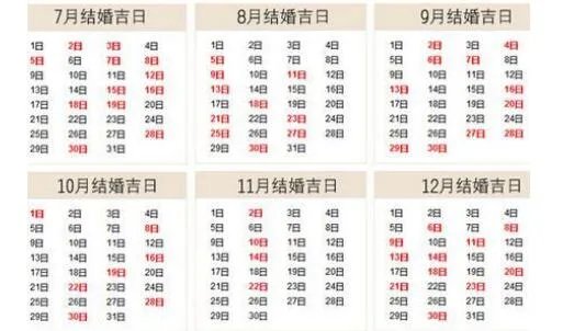 2020年婚礼黄道吉日一览表 2020年登记好日子