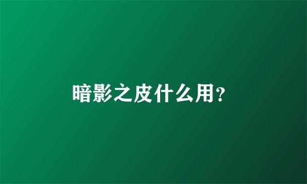 暗影之皮什么用？