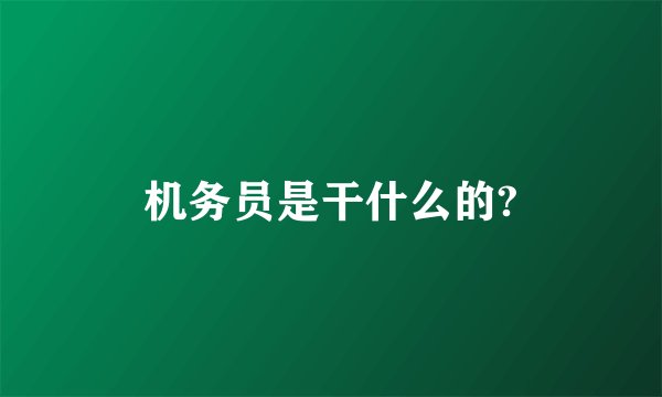 机务员是干什么的?
