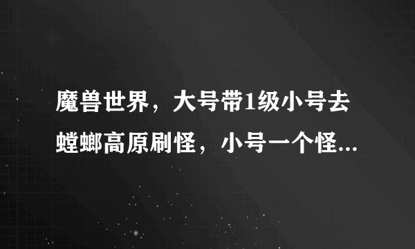 魔兽世界，大号带1级小号去螳螂高原刷怪，小号一个怪能吃多少经验