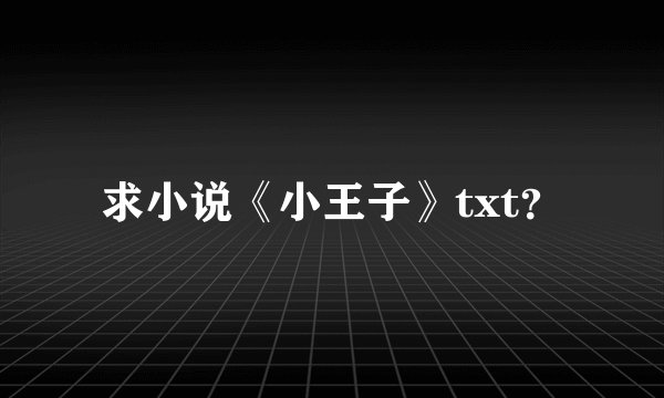 求小说《小王子》txt？