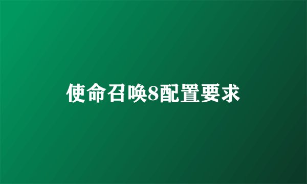 使命召唤8配置要求