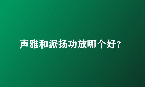 声雅和派扬功放哪个好？