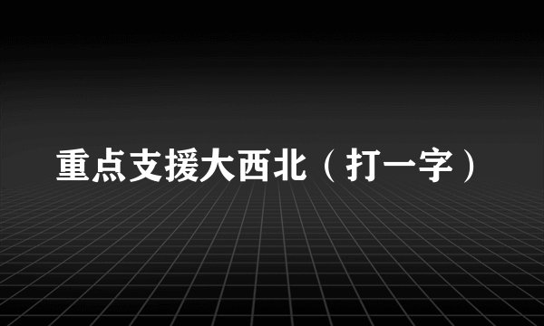 重点支援大西北（打一字）
