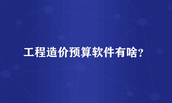 工程造价预算软件有啥？