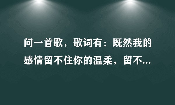 问一首歌，歌词有：既然我的感情留不住你的温柔，留不住你的温柔