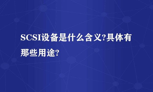 SCSI设备是什么含义?具体有那些用途?