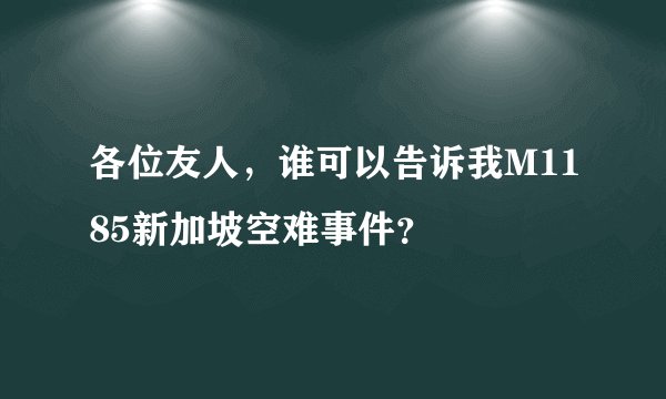 各位友人，谁可以告诉我M1185新加坡空难事件？