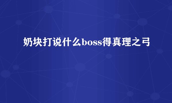 奶块打说什么boss得真理之弓