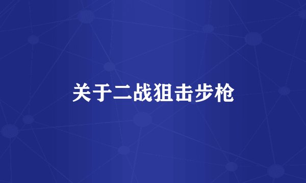 关于二战狙击步枪