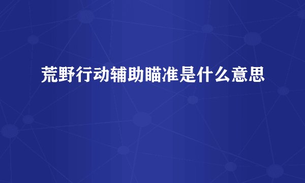 荒野行动辅助瞄准是什么意思