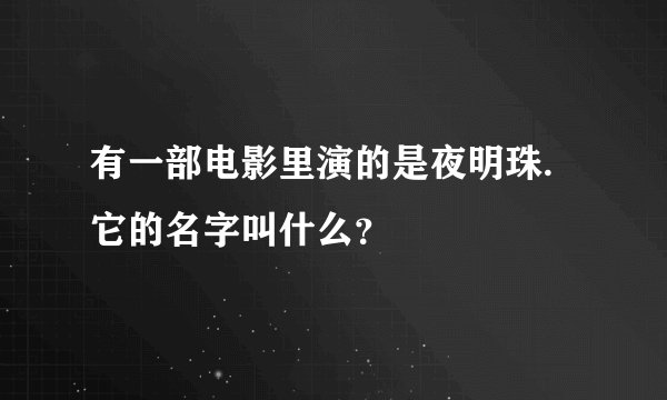 有一部电影里演的是夜明珠.它的名字叫什么？