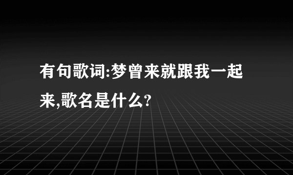 有句歌词:梦曾来就跟我一起来,歌名是什么?