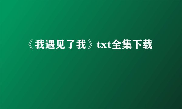 《我遇见了我》txt全集下载