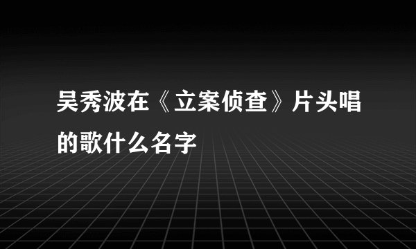 吴秀波在《立案侦查》片头唱的歌什么名字