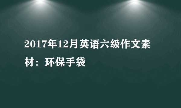 2017年12月英语六级作文素材：环保手袋