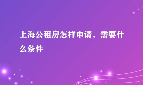 上海公租房怎样申请，需要什么条件