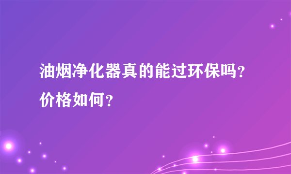 油烟净化器真的能过环保吗？价格如何？