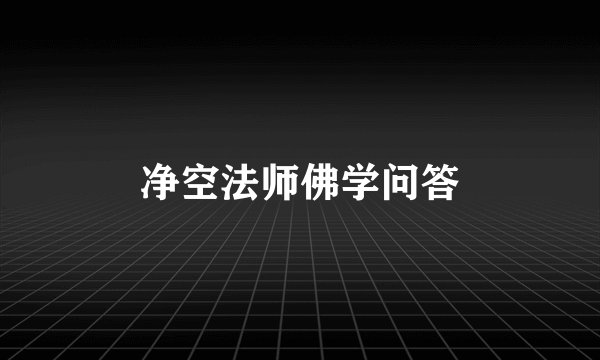 净空法师佛学问答
