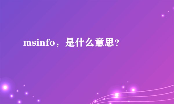 msinfo，是什么意思？