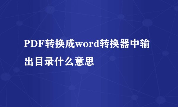 PDF转换成word转换器中输出目录什么意思