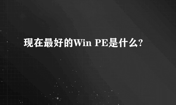 现在最好的Win PE是什么?