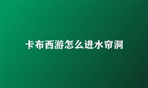 卡布西游怎么进水帘洞