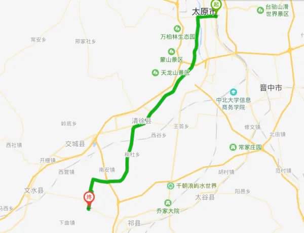 太原火车站到文水县刘胡兰纪念馆多少距离?