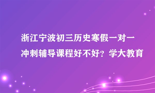浙江宁波初三历史寒假一对一冲刺辅导课程好不好？学大教育