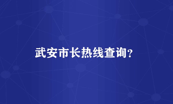 武安市长热线查询？