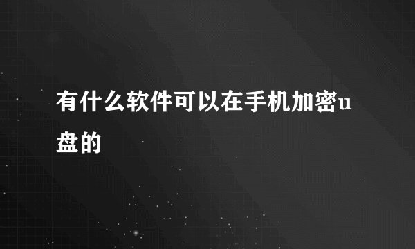 有什么软件可以在手机加密u盘的