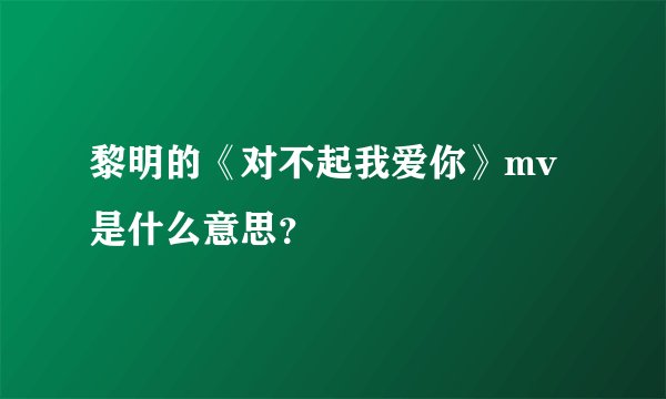 黎明的《对不起我爱你》mv是什么意思？