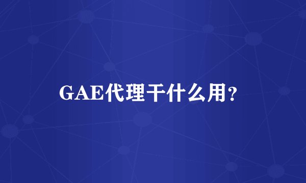GAE代理干什么用？